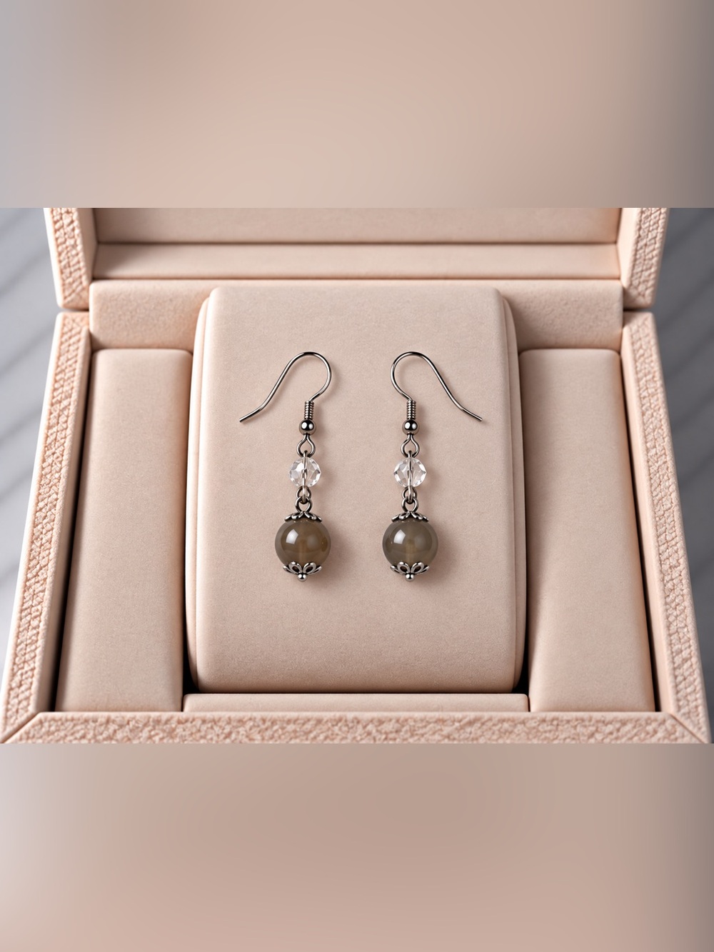 Elegant Gray Crystal Drop Earrings - Women Jewelry